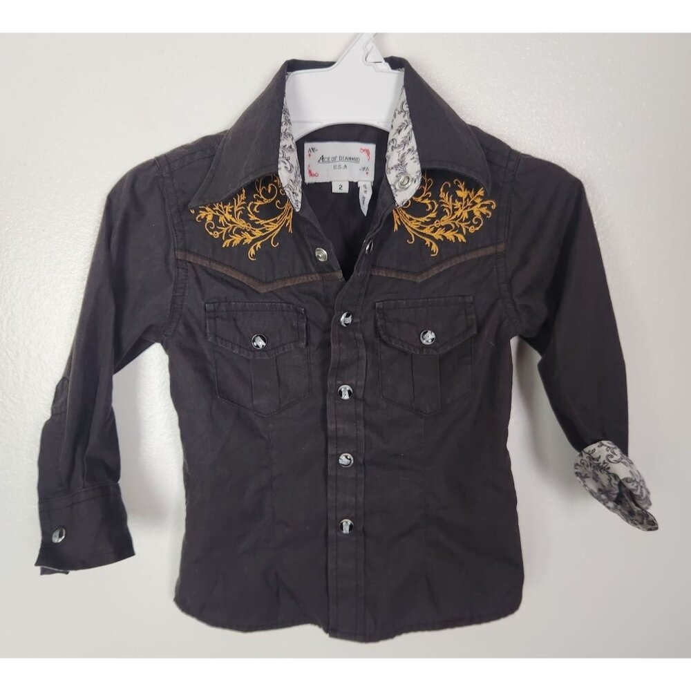 Ace Of Diamond Toddler Sz. 2 Boys Snap Front Long Sleeve Western Shirt